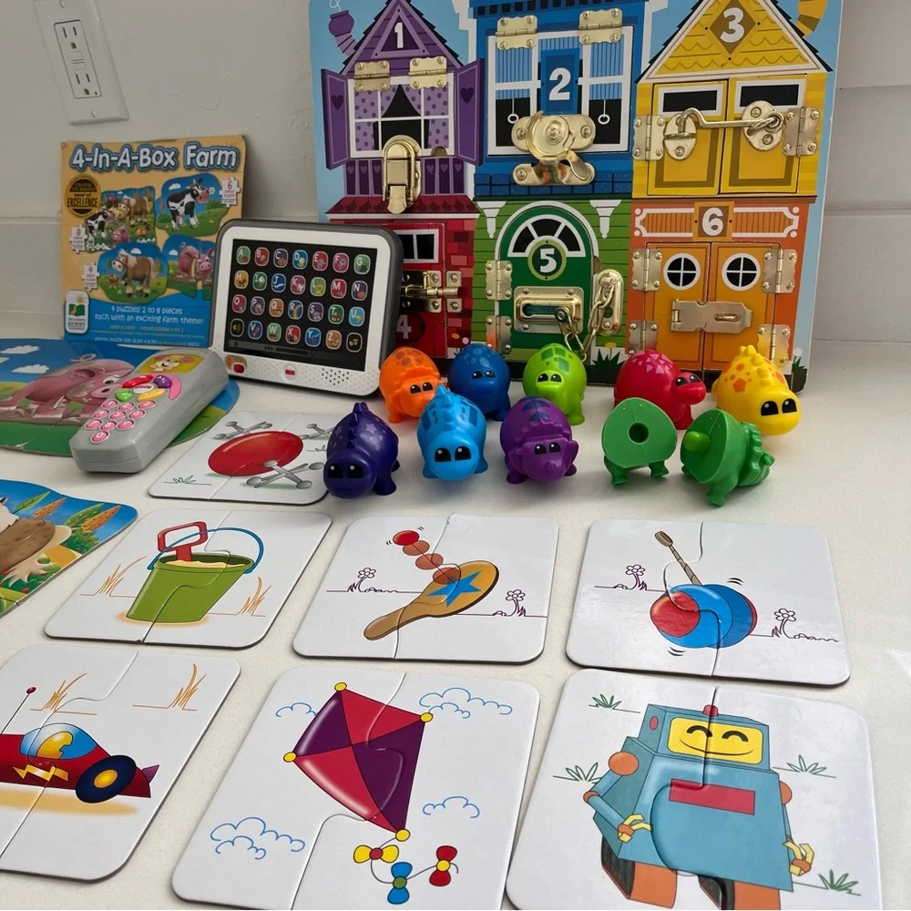 Toddler Kids Learning Toy Lot Bundle Puzzles Dinosaurs IPad Remote Control - Picture 5 of 6